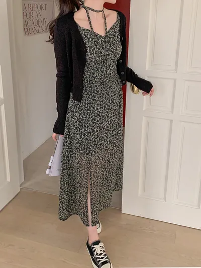 Fashion Women Slim Fit Slit Dress