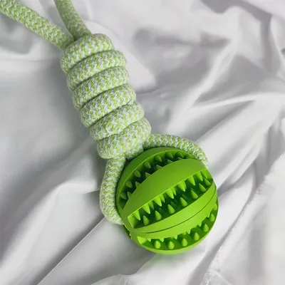 Dog Toys Balls Interactive Treat Rope Rubber Leaking Balls For Small Medium Dogs Chewing Bite Resistant Pet Tooth Cleaning