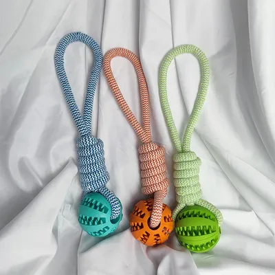 Dog Toys Balls Interactive Treat Rope Rubber Leaking Balls For Small Medium Dogs Chewing Bite Resistant Pet Tooth Cleaning