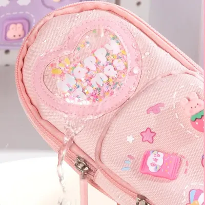 Large Capacity Simple Cute Three Cartoon Canvas Pen Bag