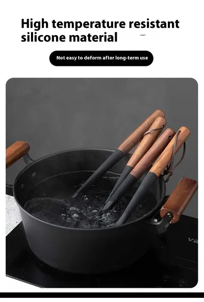 Wooden Handle High Temperature Resistant Spatula Silicone Kitchenware
