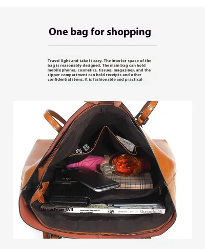 new fashion leather bag leather handbag wax portable single shoulder bag factory Guangzhou one generation
