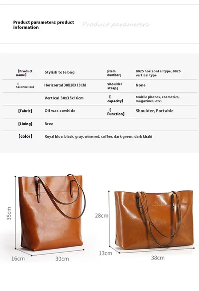 new fashion leather bag leather handbag wax portable single shoulder bag factory Guangzhou one generation