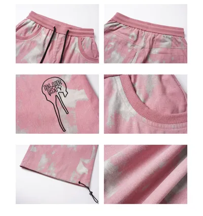 Special Craft Contrast Color Abstract Embroidered Loose Casual Dopamine Wide Leg Trousers