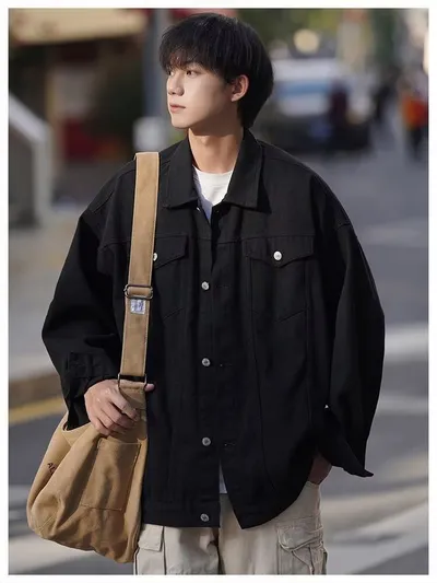 Spring And Autumn Khaki Lapel Workwear Jacket