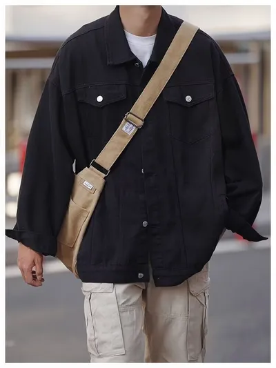 Spring And Autumn Khaki Lapel Workwear Jacket