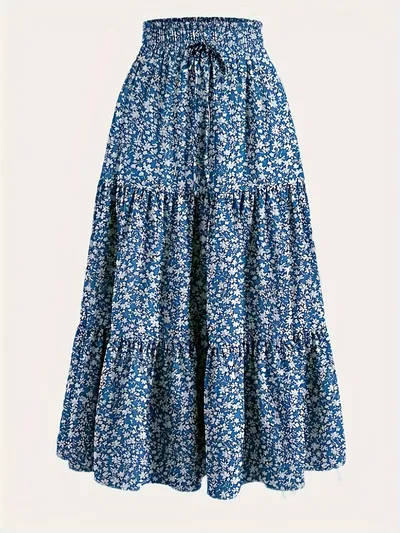 New Printed Skirt Elastic Waist Women