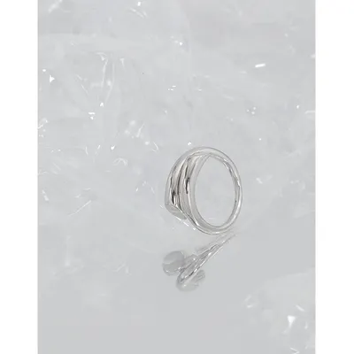 Staggered Cross Glossy Horn Sterling Silver Ring