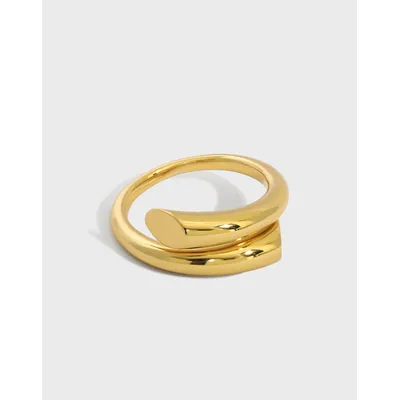 Staggered Cross Glossy Horn Sterling Silver Ring