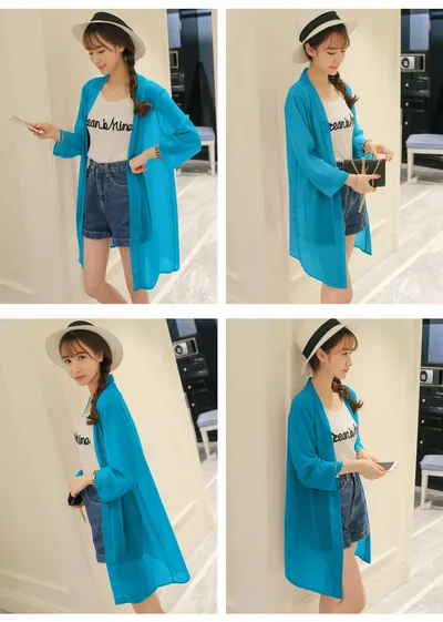 Beach Sun Protection Clothing Holiday Thin Summer Clothing Printed Cardigan Jacket