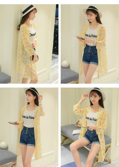 Beach Sun Protection Clothing Holiday Thin Summer Clothing Printed Cardigan Jacket