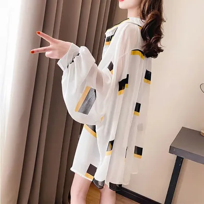 Beach Sun Protection Clothing Holiday Thin Summer Clothing Printed Cardigan Jacket