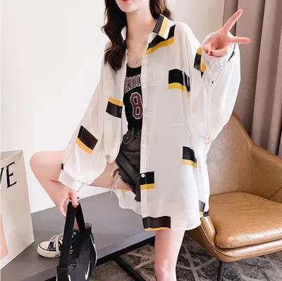 Beach Sun Protection Clothing Holiday Thin Summer Clothing Printed Cardigan Jacket