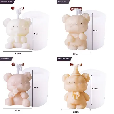 Cute Bear Candle Cake DIY Birthday Aromatherapy Candle Silicone Baking Mold