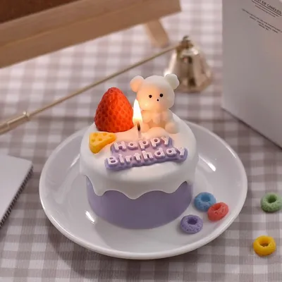 Cute Bear Candle Cake DIY Birthday Aromatherapy Candle Silicone Baking Mold