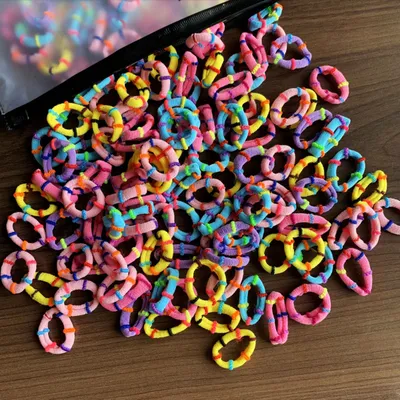 100 Bags Seamless Children's Towel Ring Braids Do Not Hurt Hair Candy Color Small Hair Ring High