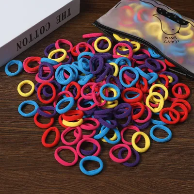 100 Bags Seamless Children's Towel Ring Braids Do Not Hurt Hair Candy Color Small Hair Ring High