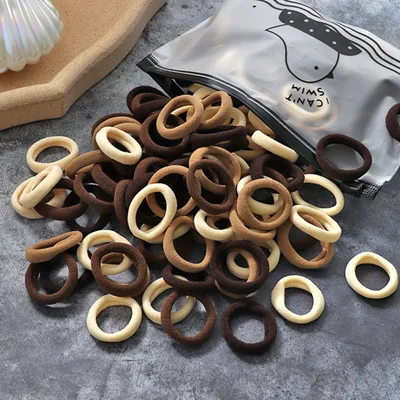 100 Bags Seamless Children's Towel Ring Braids Do Not Hurt Hair Candy Color Small Hair Ring High