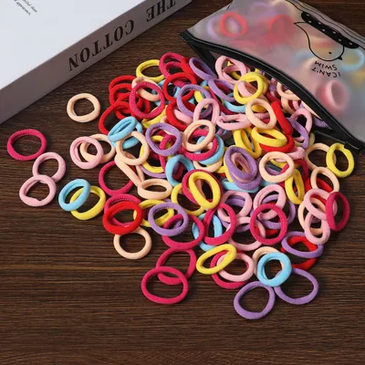 100 Bags Seamless Children's Towel Ring Braids Do Not Hurt Hair Candy Color Small Hair Ring High