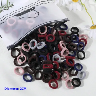 100 Bags Seamless Children's Towel Ring Braids Do Not Hurt Hair Candy Color Small Hair Ring High