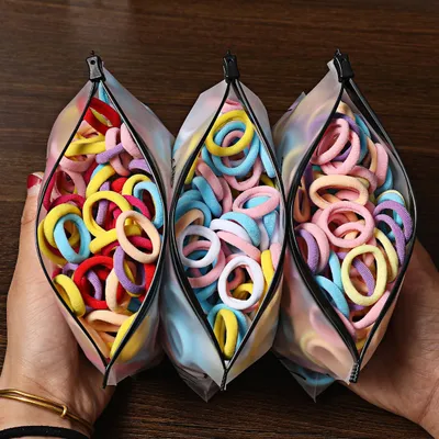 100 Bags Seamless Children's Towel Ring Braids Do Not Hurt Hair Candy Color Small Hair Ring High