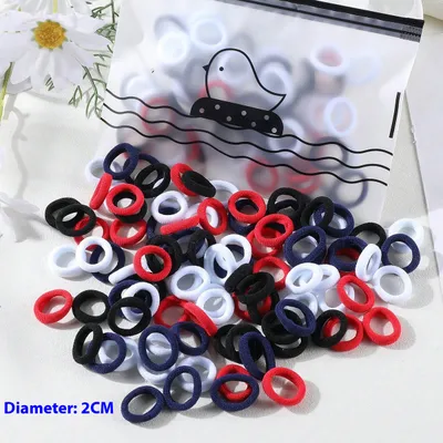 100 Bags Seamless Children's Towel Ring Braids Do Not Hurt Hair Candy Color Small Hair Ring High