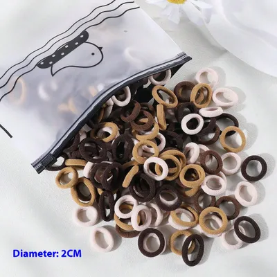 100 Bags Seamless Children's Towel Ring Braids Do Not Hurt Hair Candy Color Small Hair Ring High