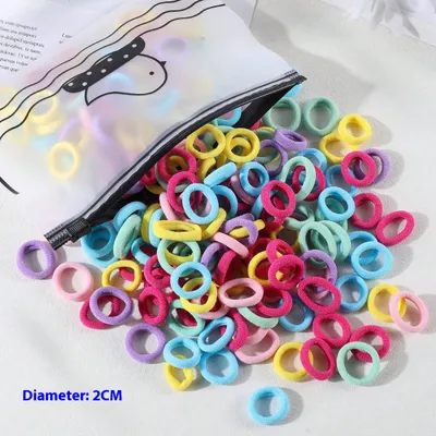 100 Bags Seamless Children's Towel Ring Braids Do Not Hurt Hair Candy Color Small Hair Ring High