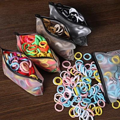 100 Bags Seamless Children's Towel Ring Braids Do Not Hurt Hair Candy Color Small Hair Ring High