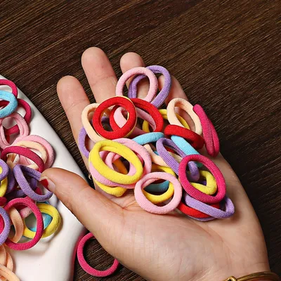 100 Bags Seamless Children's Towel Ring Braids Do Not Hurt Hair Candy Color Small Hair Ring High
