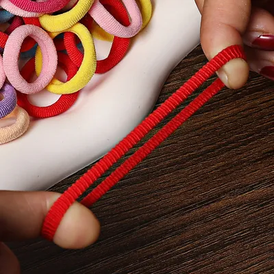 100 Bags Seamless Children's Towel Ring Braids Do Not Hurt Hair Candy Color Small Hair Ring High