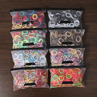 100 Bags Seamless Children's Towel Ring Braids Do Not Hurt Hair Candy Color Small Hair Ring High