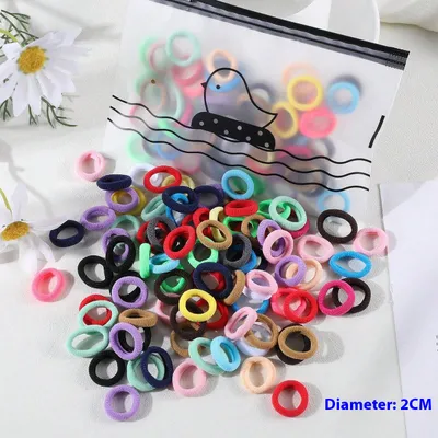 100 Bags Seamless Children's Towel Ring Braids Do Not Hurt Hair Candy Color Small Hair Ring High