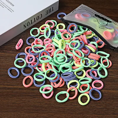 100 Bags Seamless Children's Towel Ring Braids Do Not Hurt Hair Candy Color Small Hair Ring High