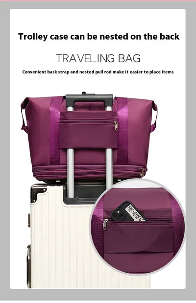 Double-layer Extended Large Capacity Travel Bag Dry Wet Separation Lightweight Maternity Package