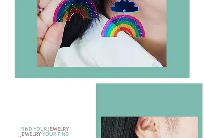 Face Cloud Rainbow Acrylic Earrings Simple Fashion
