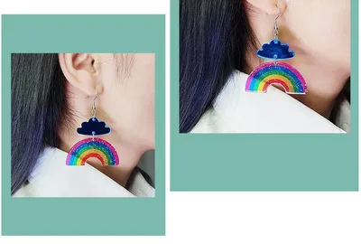 Face Cloud Rainbow Acrylic Earrings Simple Fashion