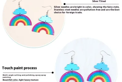 Face Cloud Rainbow Acrylic Earrings Simple Fashion