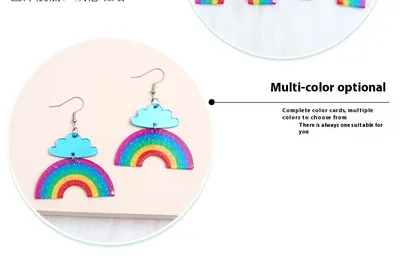 Face Cloud Rainbow Acrylic Earrings Simple Fashion