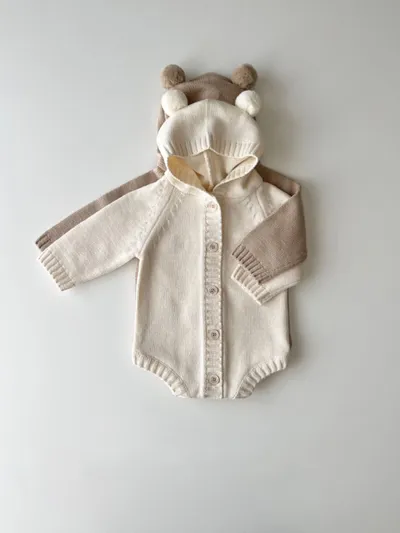 Ins Style Bear Shape Children's Knitted Sweater Baby Jumpsuits