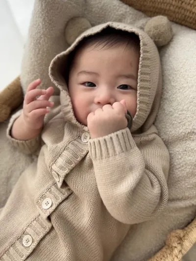 Ins Style Bear Shape Children's Knitted Sweater Baby Jumpsuits
