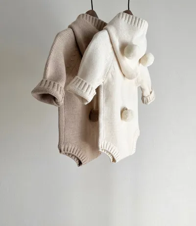 Ins Style Bear Shape Children's Knitted Sweater Baby Jumpsuits