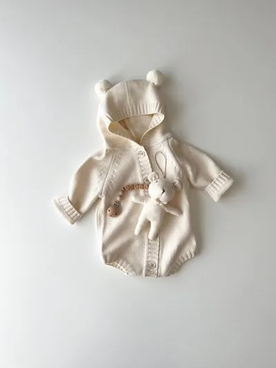 Ins Style Bear Shape Children's Knitted Sweater Baby Jumpsuits