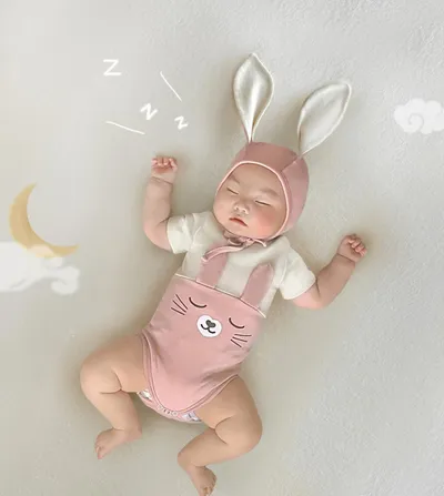 رومبير أطفال بتصميم أرنب لطيف بألوان متناسقة