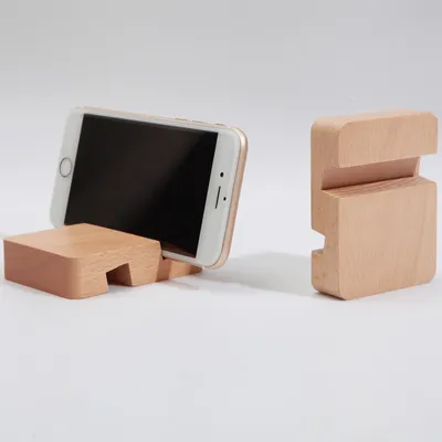 Minimalist Base Double Groove Clear Lacquer Beech Wood Phone Holder