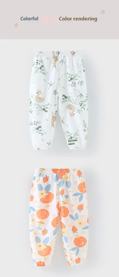 Baby Anti Mosquito Pants Summer Thin Cotton Ankle-tied Puff