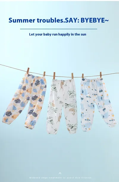 Baby Anti Mosquito Pants Summer Thin Cotton Ankle-tied Puff