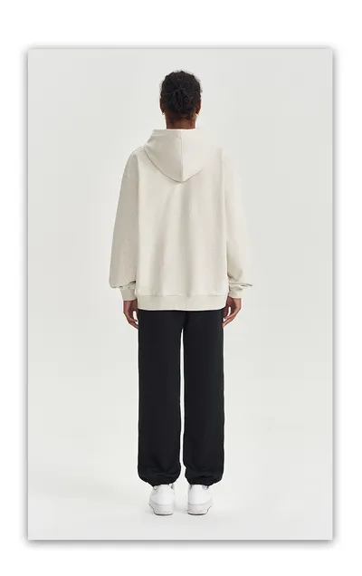Autumn And Winter 450g Terry Loose Fashion Brand Zipper Hooded Sweater Solid Color