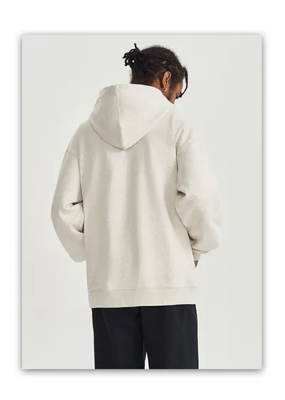 Autumn And Winter 450g Terry Loose Fashion Brand Zipper Hooded Sweater Solid Color