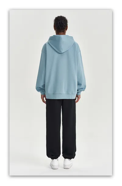 Autumn And Winter 450g Terry Loose Fashion Brand Zipper Hooded Sweater Solid Color